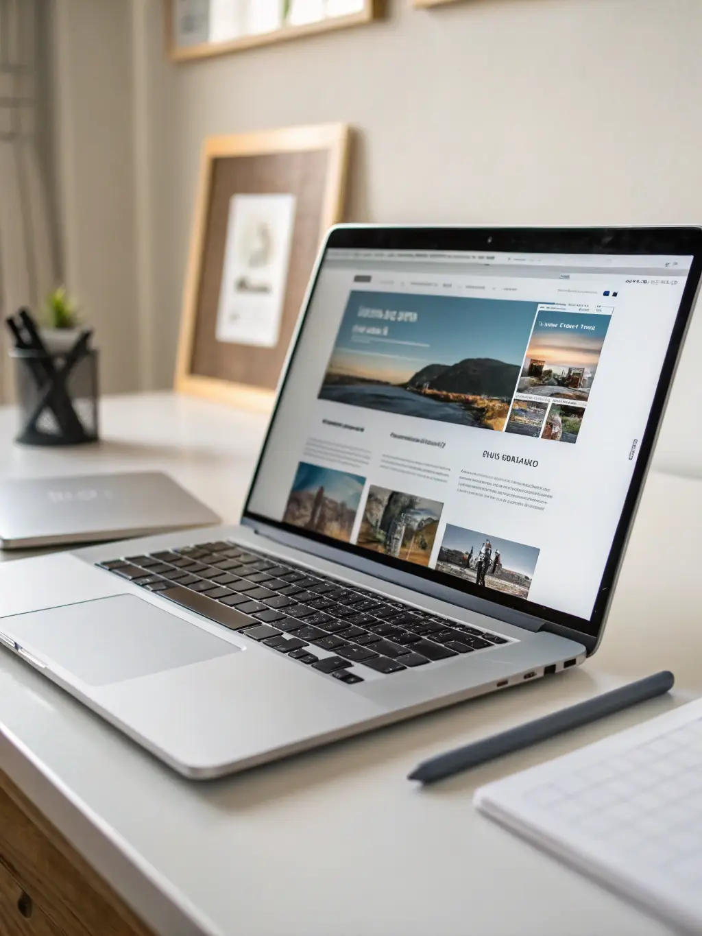A clean and intuitive website interface on a laptop screen, showcasing the user-friendly design of Filmes Completo.